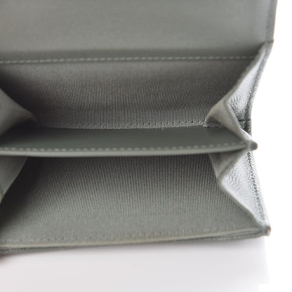 Chanel Iridescent Caviar Quilted Flap Card Holder Wallet Green 5 of 9
