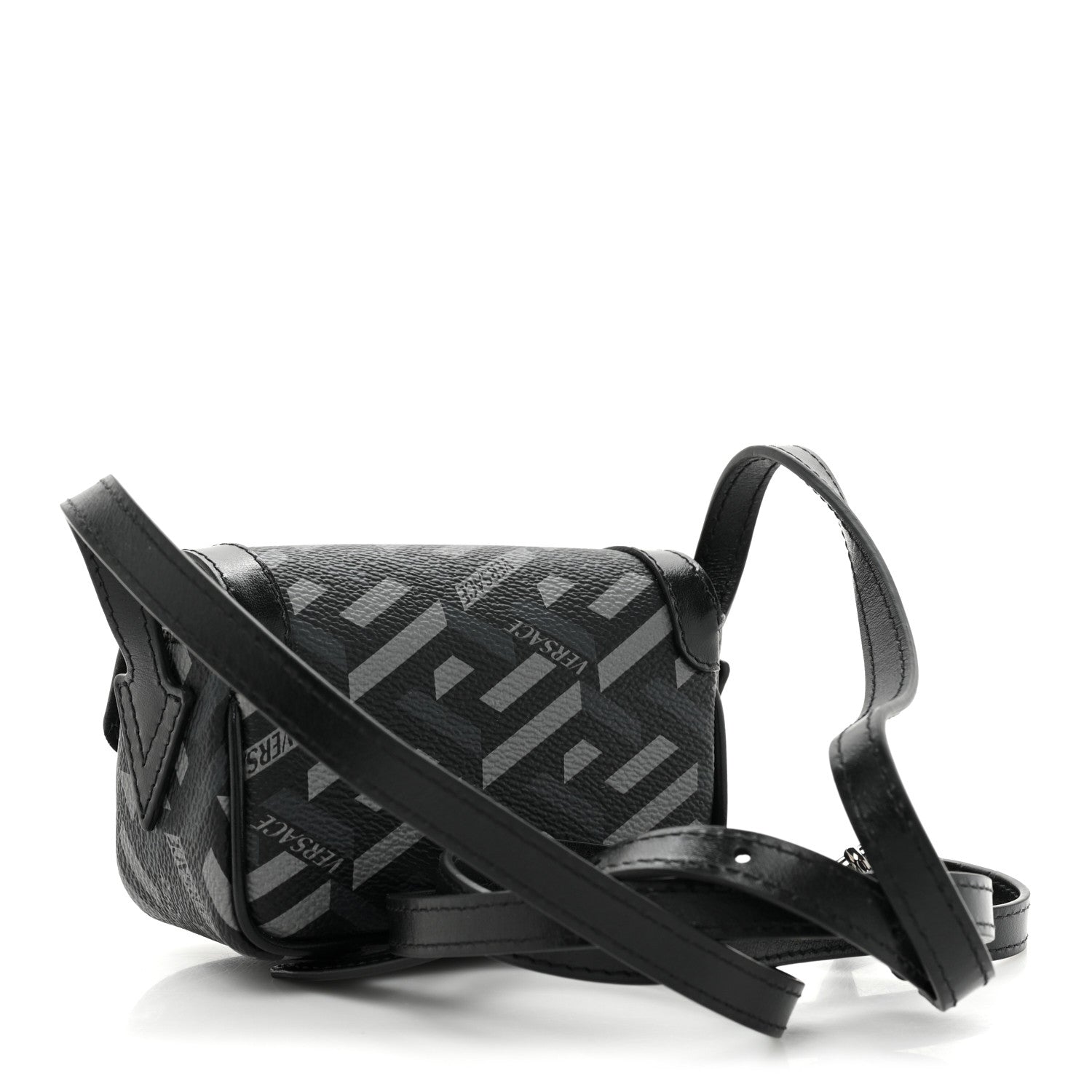 Versace Coated Canvas La Greca Signature Print Mini Bag Black 3 of 10