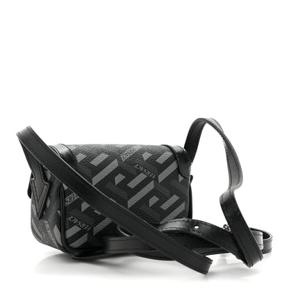 Versace Coated Canvas La Greca Signature Print Mini Bag Black 3 of 10