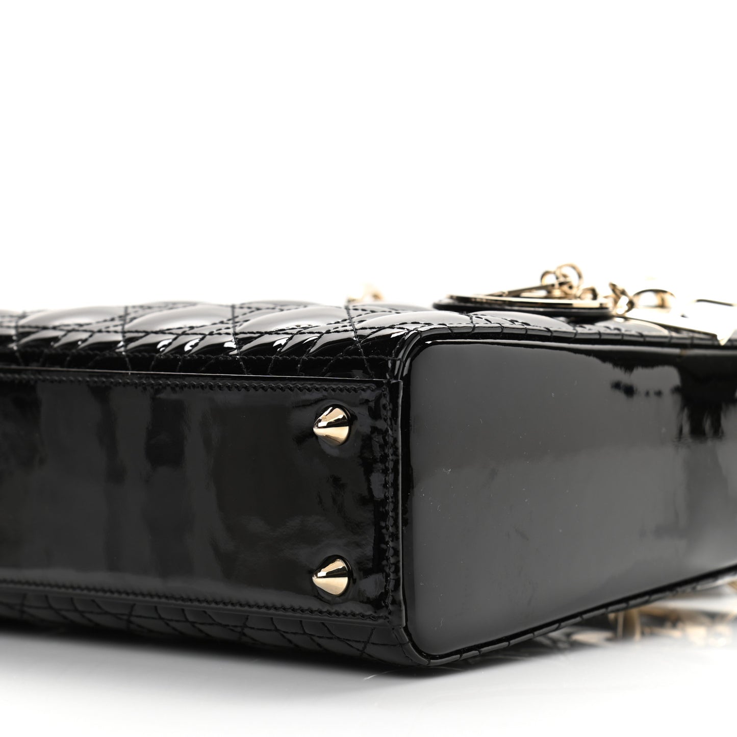 Patent Cannage Small Lady Dior Black