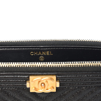 Chanel Caviar Chevron Small Boy Clutch With Chain Black 5 of 10