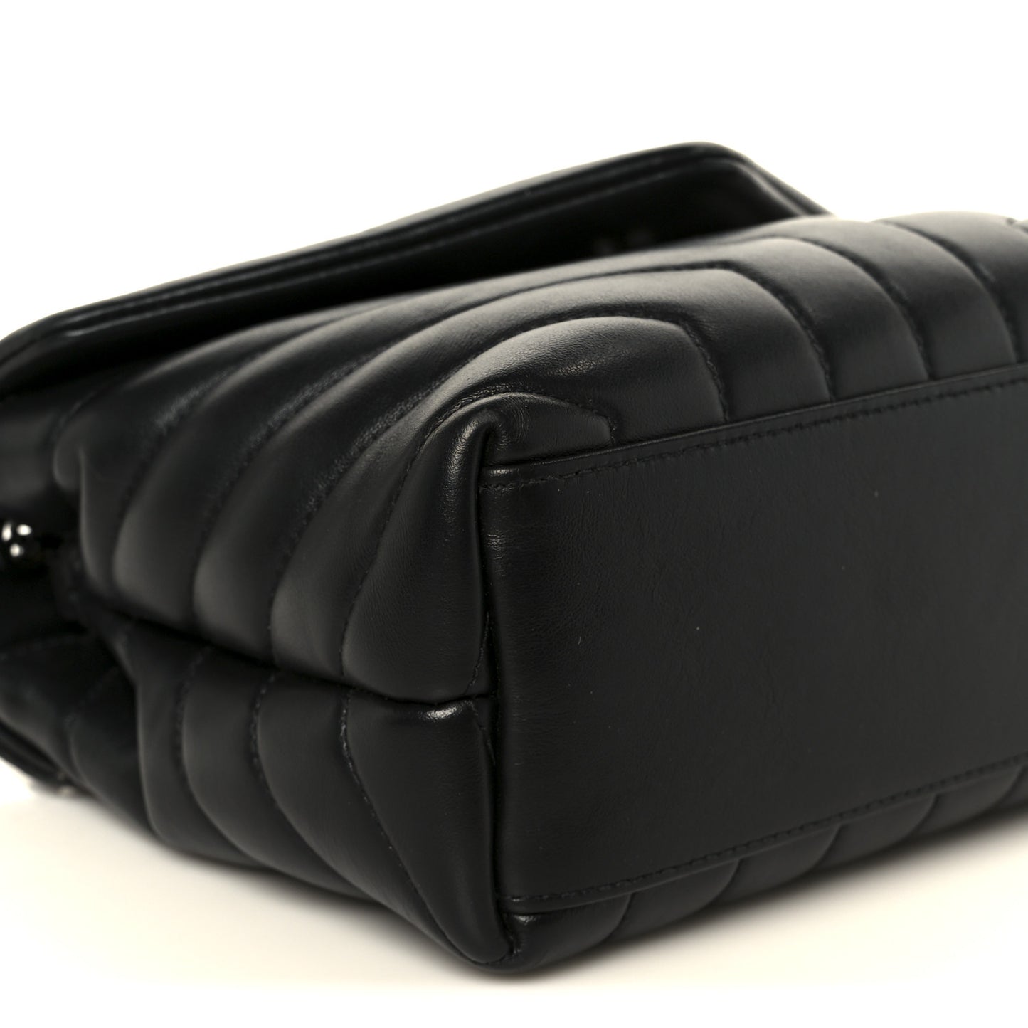 Calfskin Y Quilted Monogram Monochrome Small Loulou Chain Satchel Black