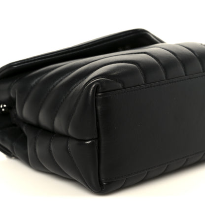 Saint Laurent Calfskin Y Quilted Monogram Monochrome Small Loulou Chain Satchel Black 10 of 11