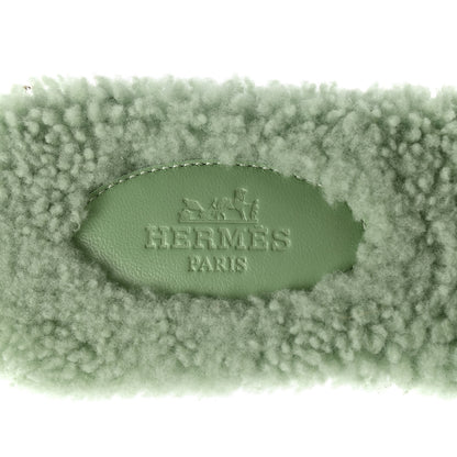 Hermes Woolskin Oran Sandals 36 Vert D'Eau 7 of 8