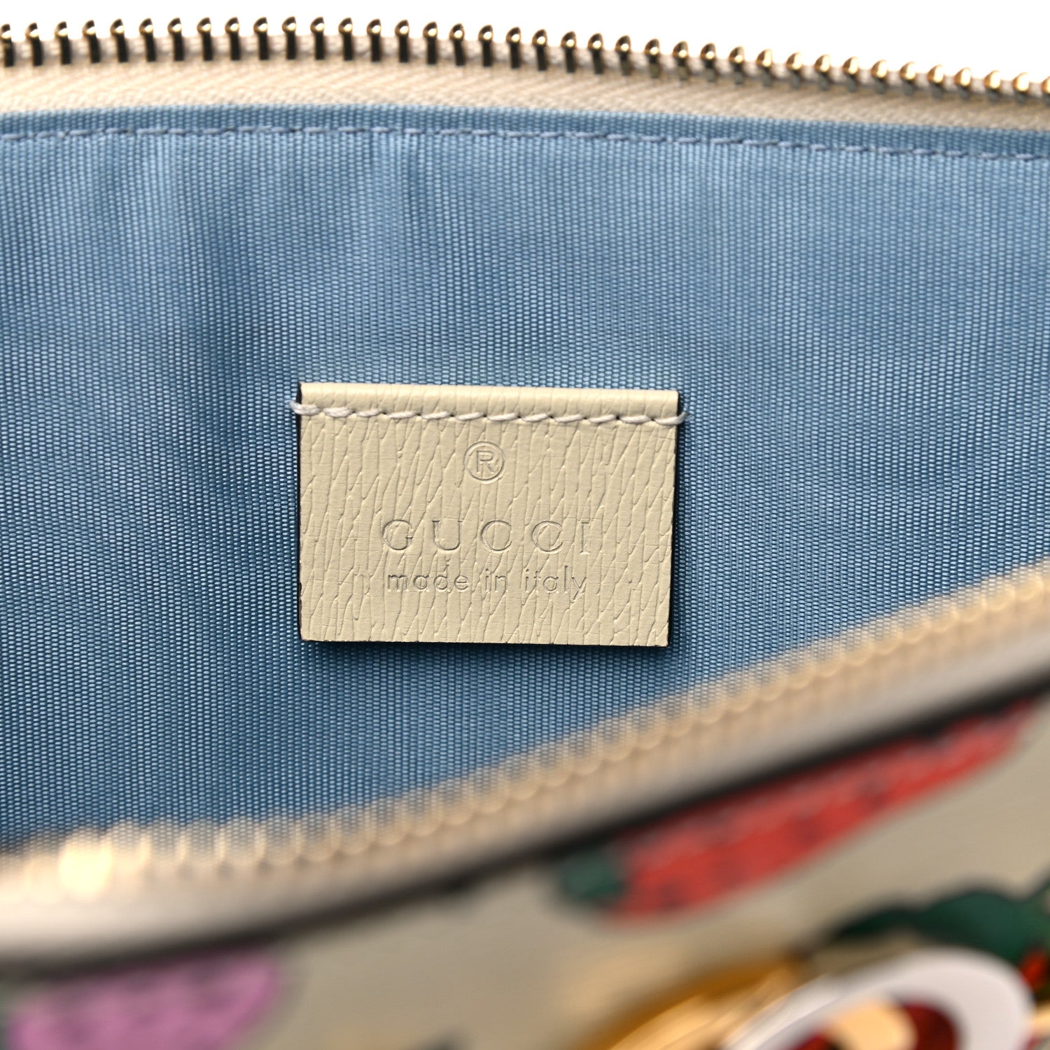 Gucci Calfskin Strawberry Print Zumi Pouch Ivory Red 6 of 7