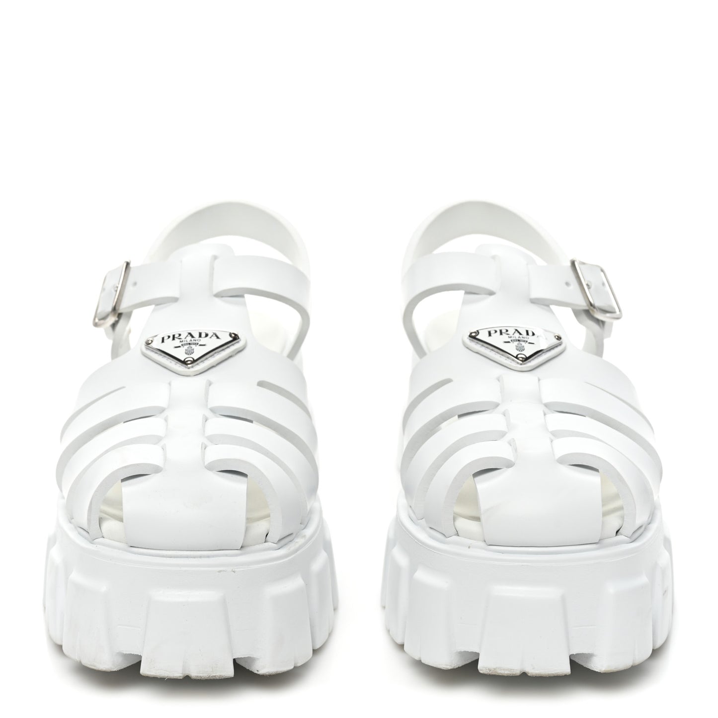 Foam Rubber Metal Triangle Logo Monolith 55mm Cage Sandals 40 White