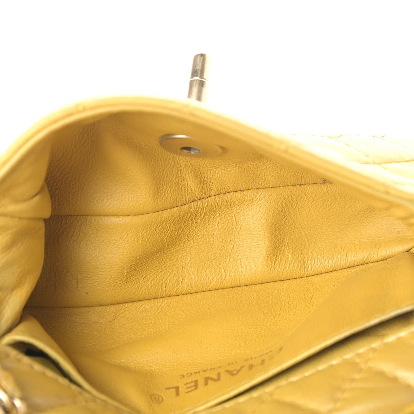 Iridescent Lambskin Quilted Extra Mini Precious Jewel Flap Yellow