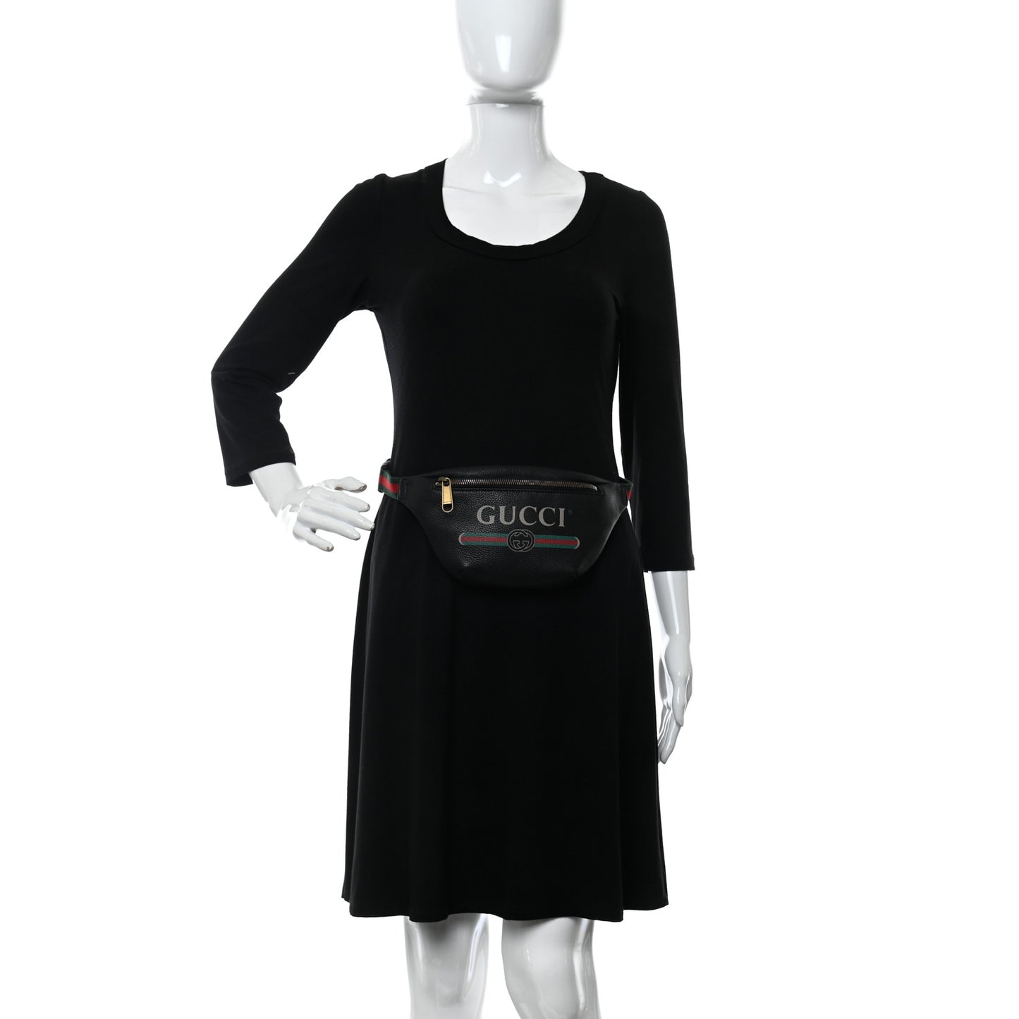 Grained Calfskin Small Logo Belt Bag Black