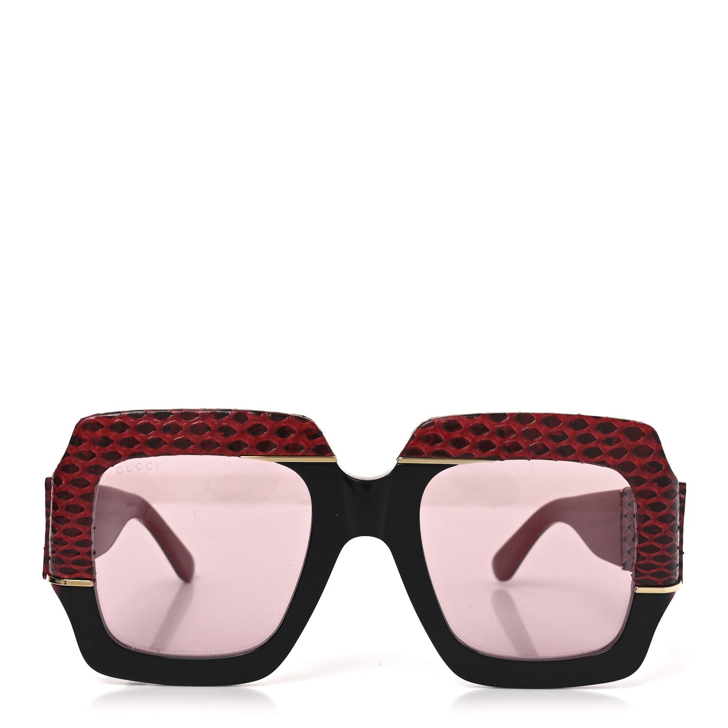 Gucci Snakeskin Acetate Square Sunglasses GG0484S Black Red 4 of 13
