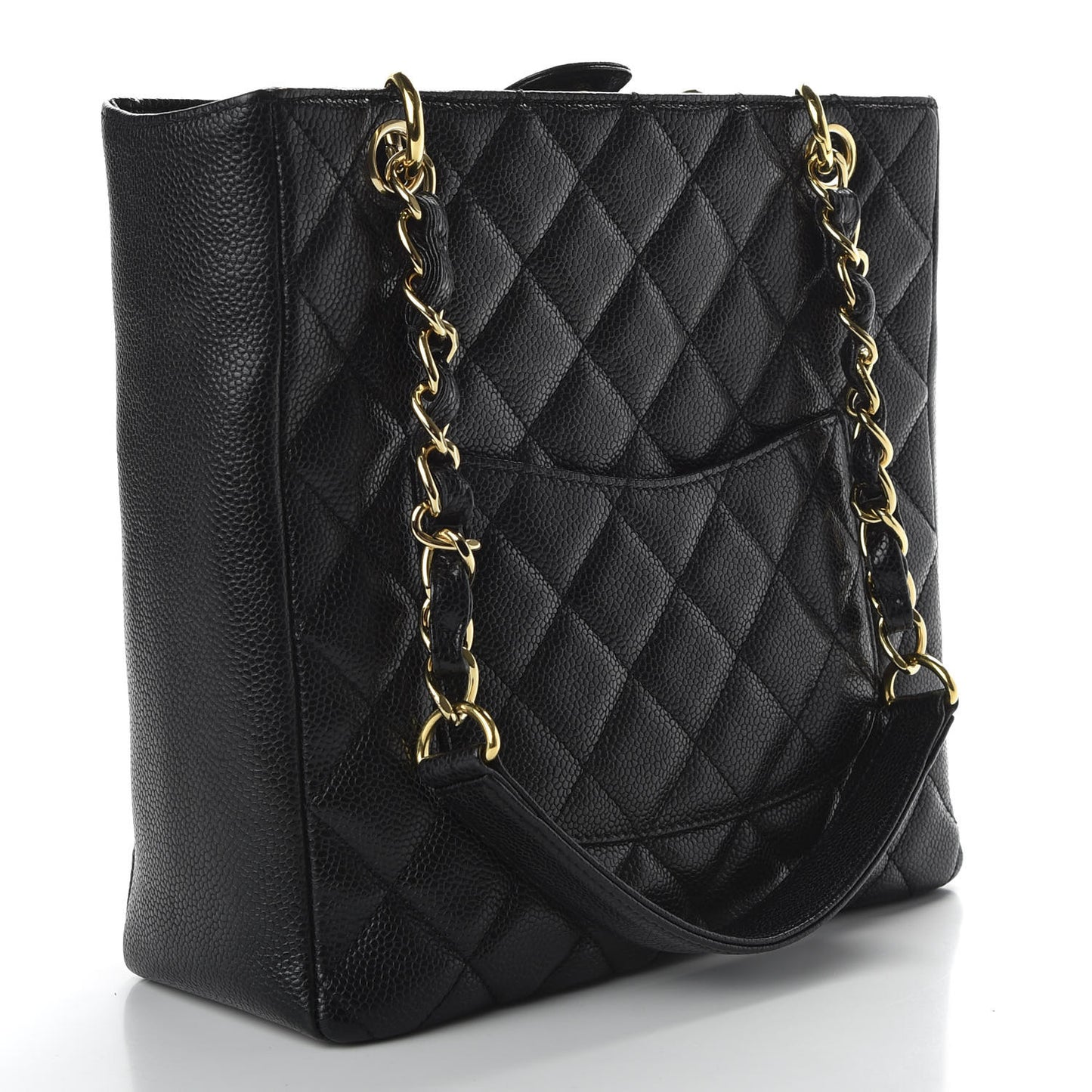 Caviar Quilted Petit Shopping Tote PST Black