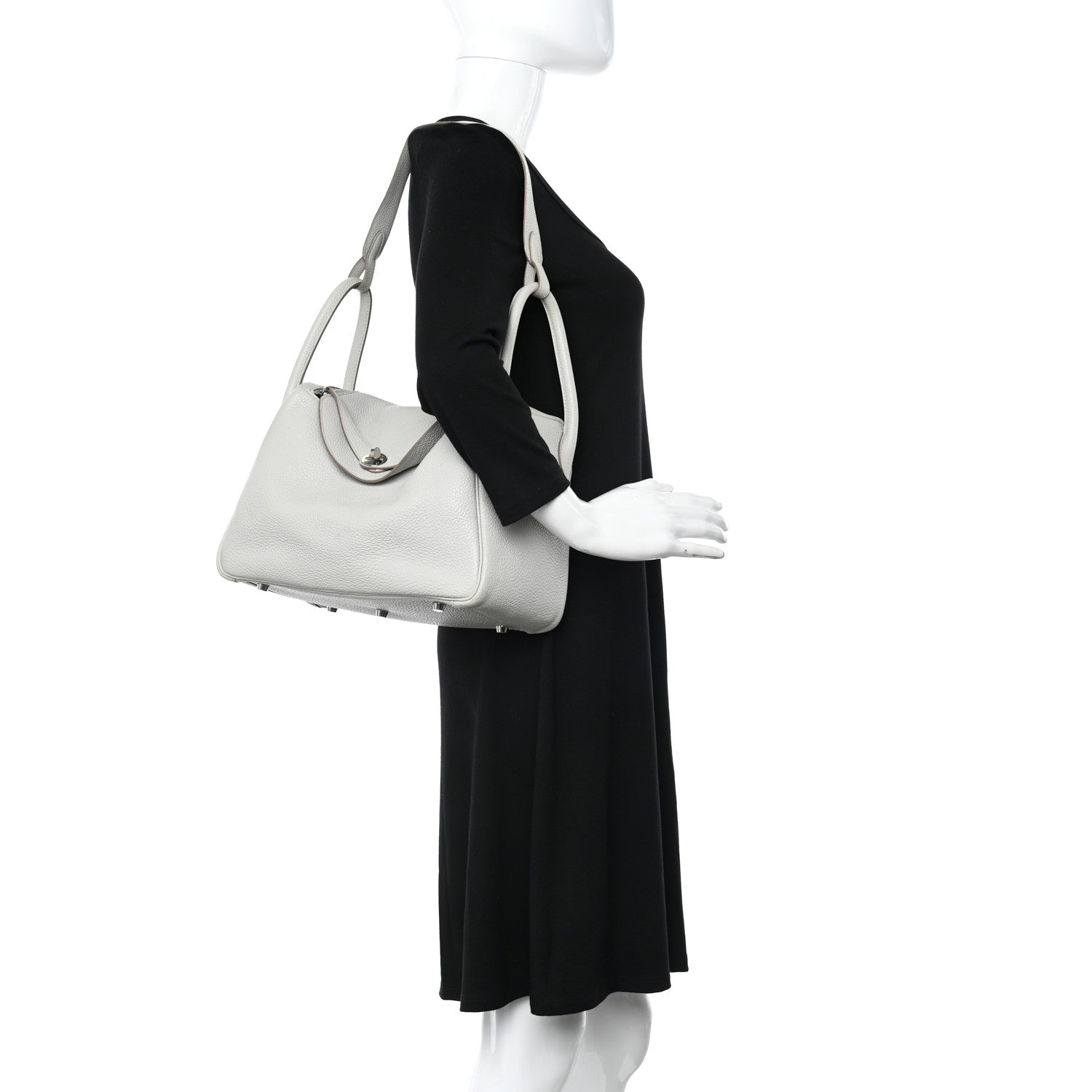 Hermes Taurillon Clemence Lindy 30 Gris Perle 2 of 18