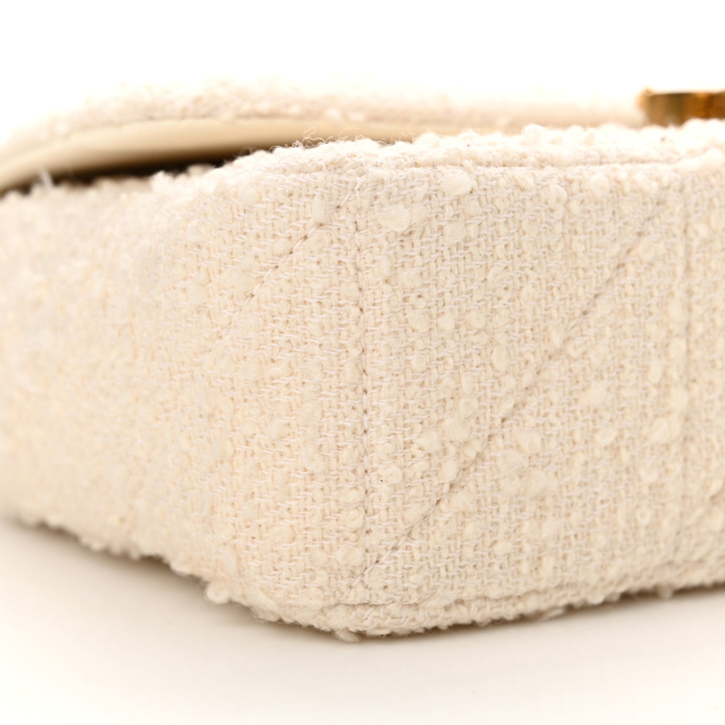 Boucle Tweed Patchwork Monogram Medium Jamie Baguette Craie