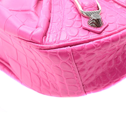 Balenciaga Extra Supple Calfskin Crocodile Embossed XS Le Cagole Shoulder Bag Lipstick Pink 9 of 10