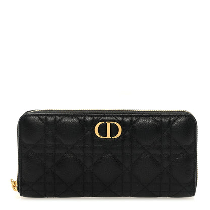 Christian Dior Grained Calfskin Supple Cannage Caro Zip Wallet Black 1 of 6