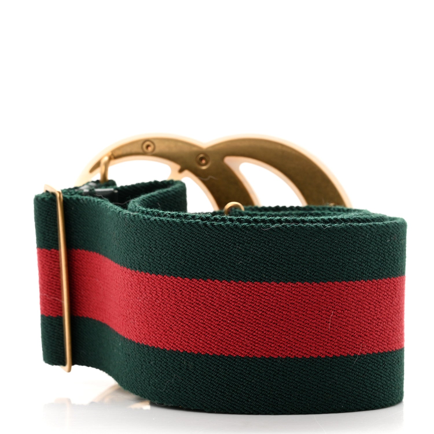 Gucci Elastic Web Crystal Embellished Plexiglass GG Marmont Belt 85 34 Red Green 2 of 3