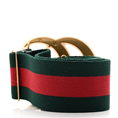 Gucci Elastic Web Crystal Embellished Plexiglass GG Marmont Belt 85 34 Red Green 2 of 3