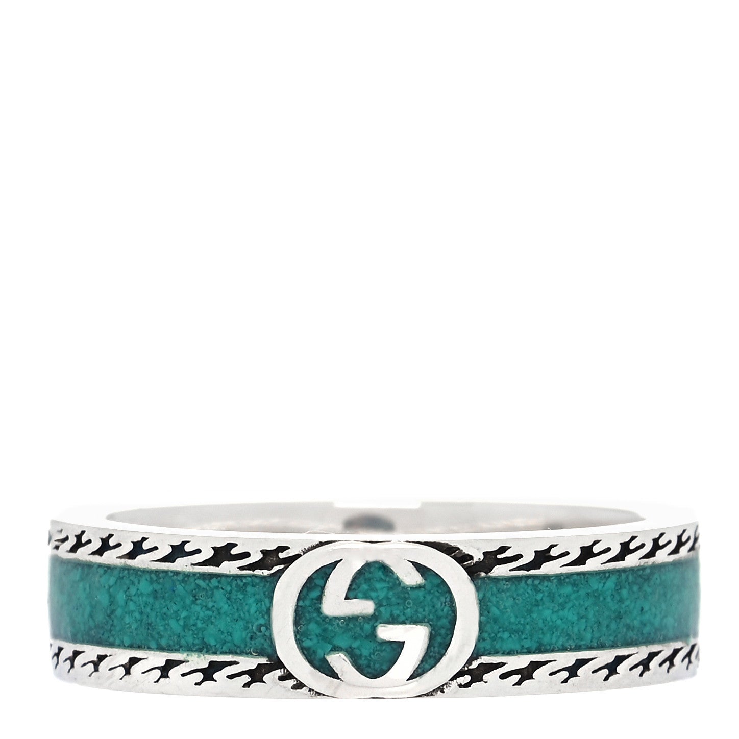 Gucci Sterling Silver Enamel Interlocking G Band 63 10.25 1 of 5