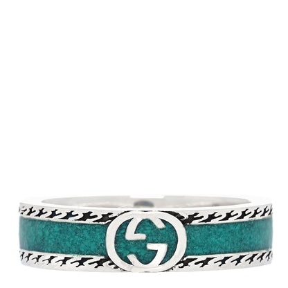 Gucci Sterling Silver Enamel Interlocking G Band 63 10.25 1 of 5