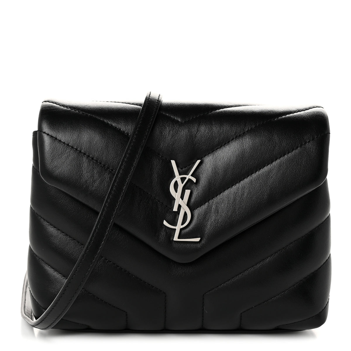 Saint Laurent Calfskin Y Quilted Monogram Toy Loulou Crossbody Bag Black 1 of 10