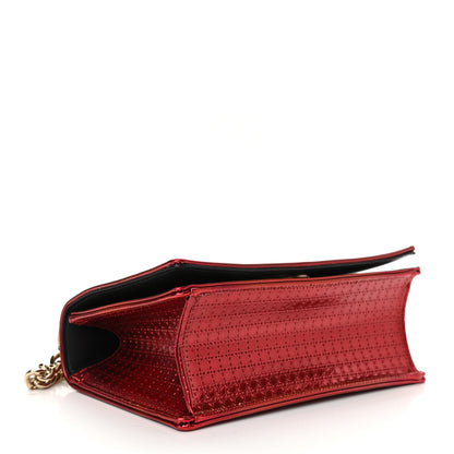 Christian Dior Metallic Patent Micro-Cannage Small Diorama Flap Bag Red 3 of 11