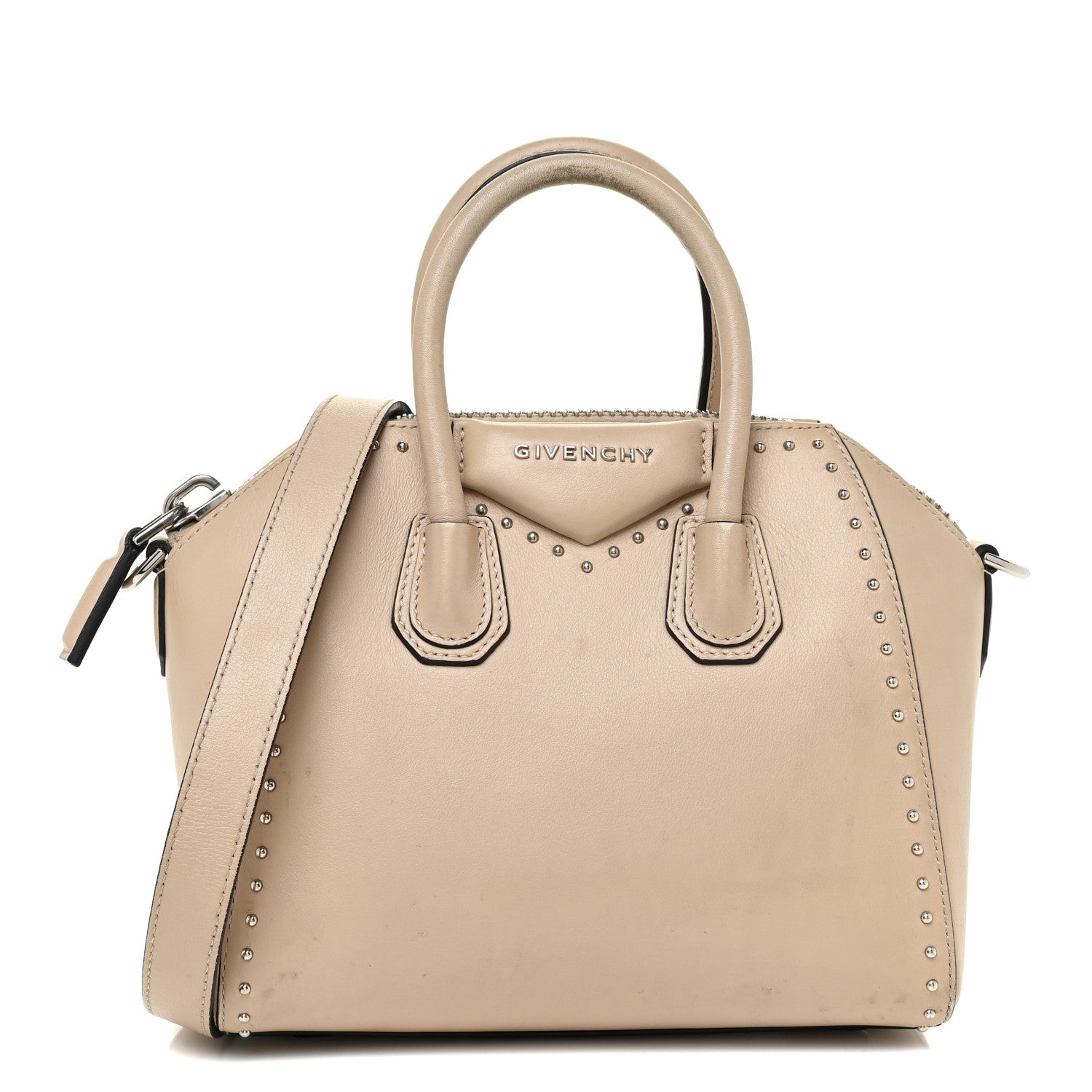 Givenchy Calfskin Mini Studded Antigona Beige Buff 1 of 27