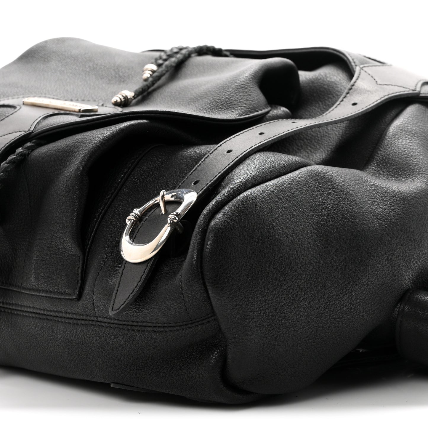 Calfskin Cross Patch Feurknee Backpack  Black