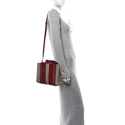 Chloe Cotton Calfskin Small Woody Ribbon Tote With Strap Dark Ruby 2 of 9