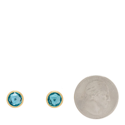 Marco Bicego 18K Yellow Gold Blue Topaz Jaipur Color Stud Earrings 2 of 4