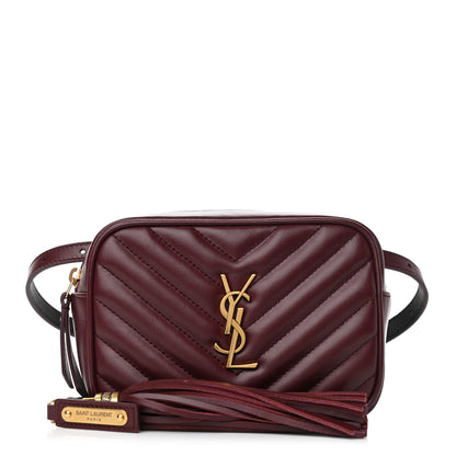 Saint Laurent Calfskin Matelasse Monogram Lou Belt Bag Dark Legion Red 1 of 10