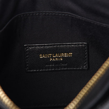 Saint Laurent Grain De Poudre Chevron Monogram Bill Pouch Black 6 of 8