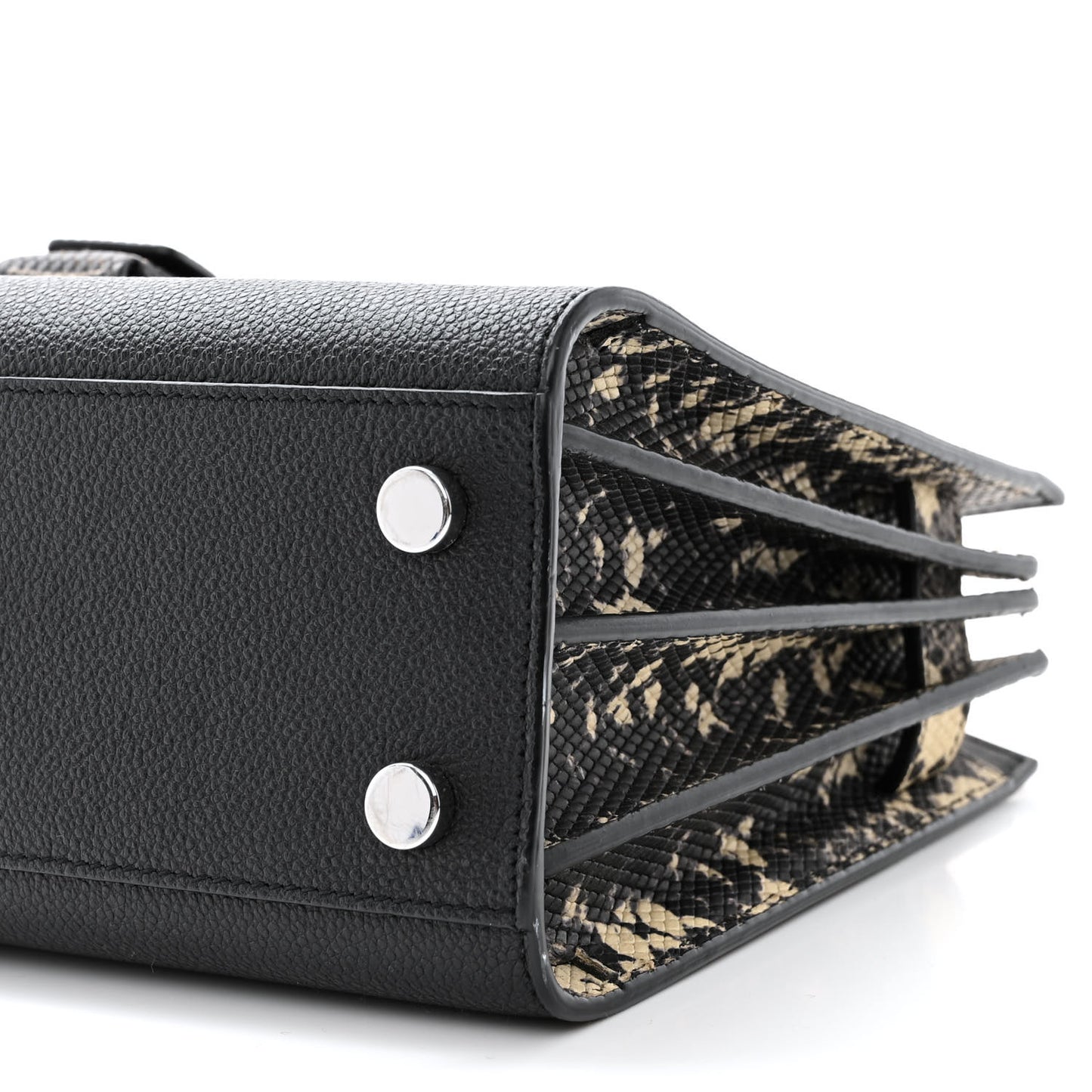 Grained Calfskin Python Embossed Nano Sac De Jour Black