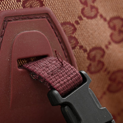 Gucci GG Monogram Script Logo Large Double Pocket Backpack Sahara Rubino Bordeaux 13 of 14