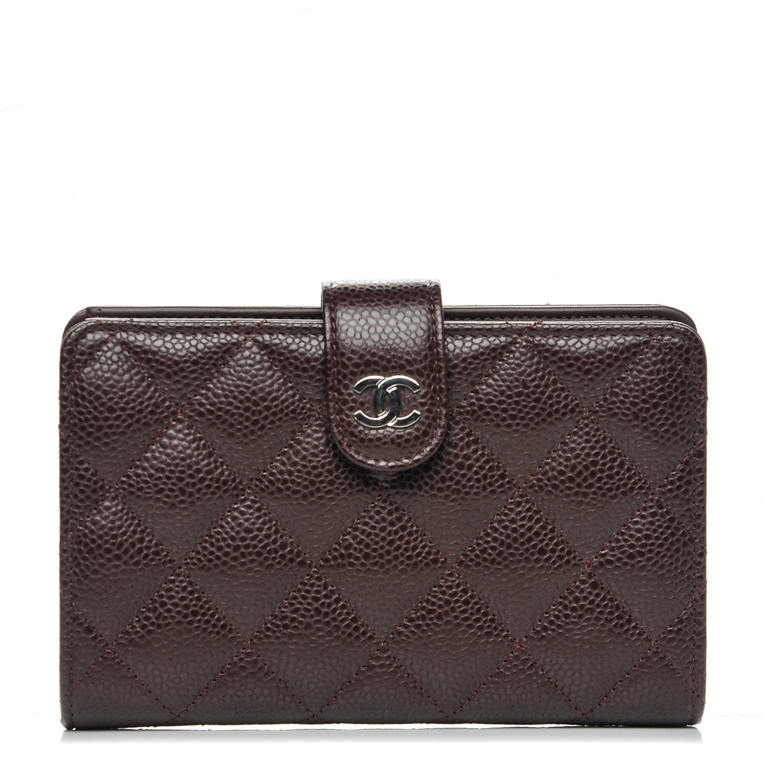 Chanel Caviar Quilted Zipped Pocket Wallet Burgundy 1 of 8