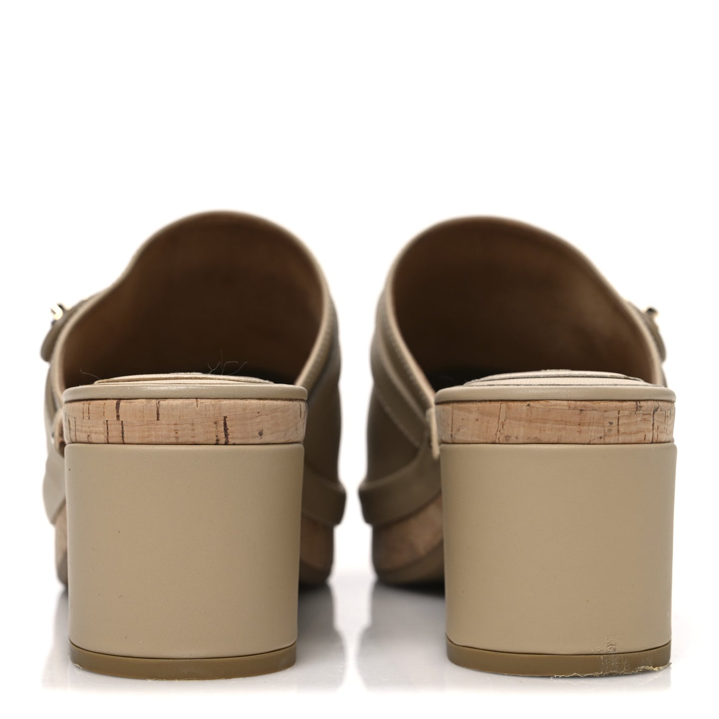 Calfskin CC Turn Lock Clogs 40 Beige