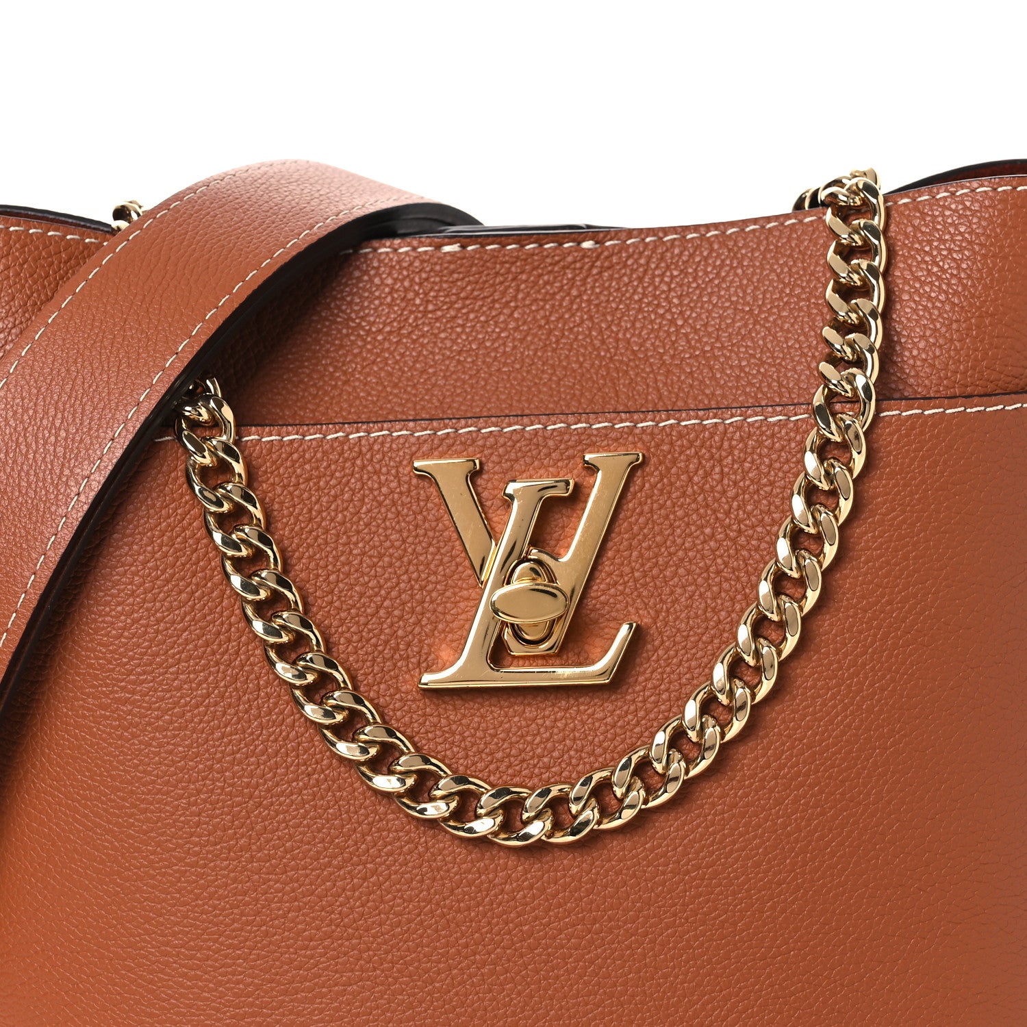 Louis Vuitton Calfskin Lock and Walk Bucket Cognac 1871638
