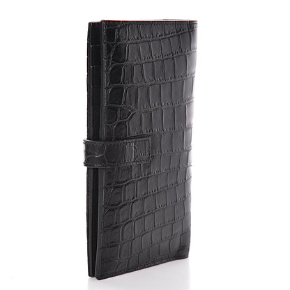 Saint Laurent Calfskin Crocodile Embossed Sac De Jour Supple Continental Wallet Black 3 of 10