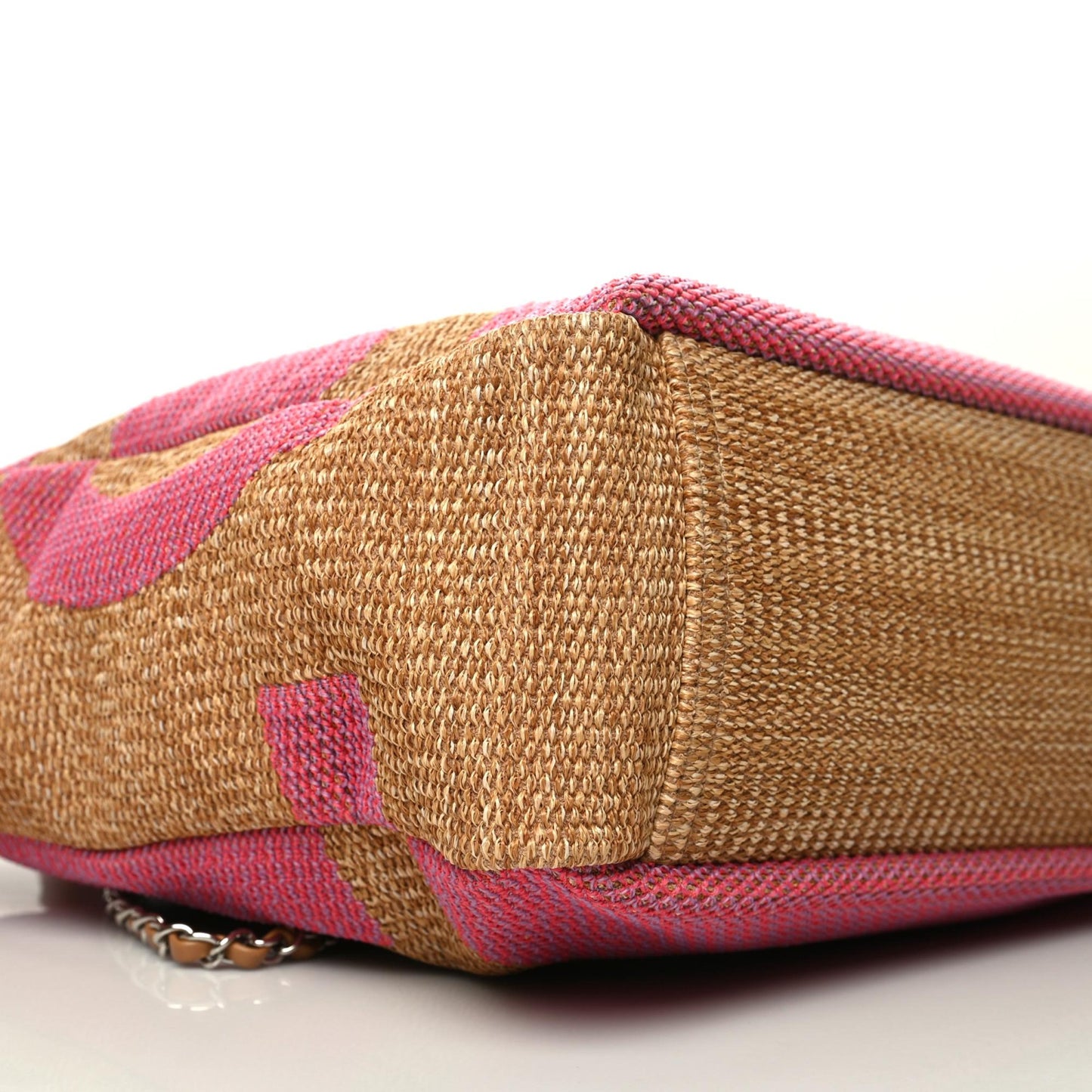 Mixed Fibers Large Shopping Bag Pink Beige