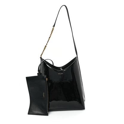Saint Laurent Patent Calfskin Mini Rendez-Vous Hobo Black Black 3 of 12