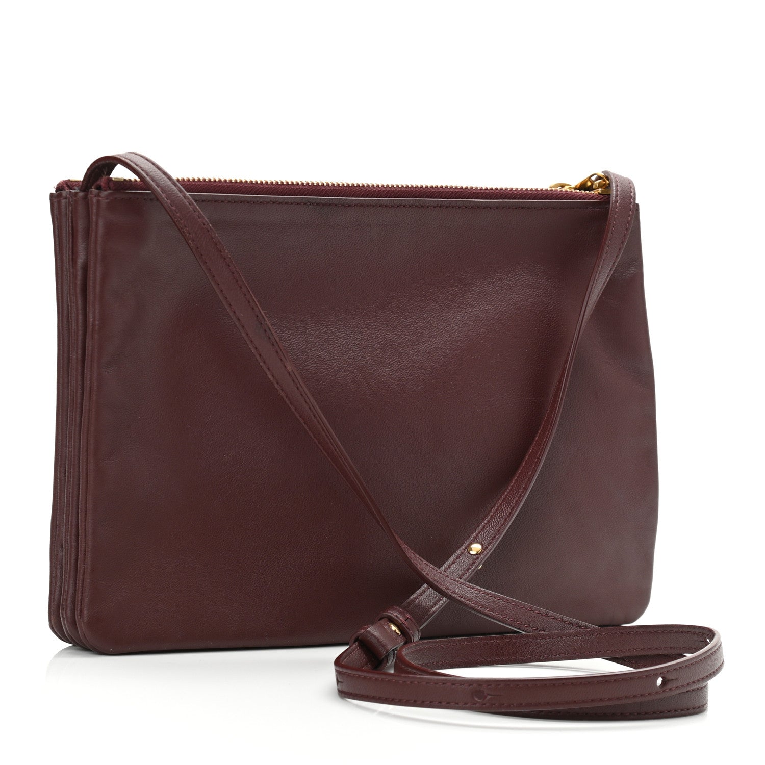 Celine Lambskin Large Trio Crossbody Bag Burgundy 3 of 11
