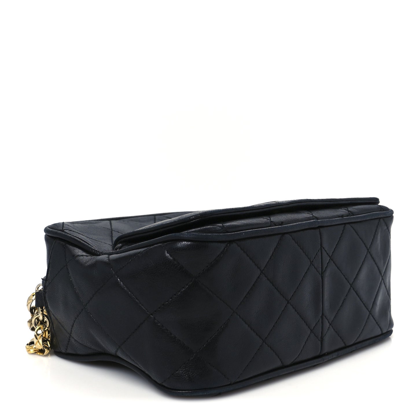 Lambskin Quilted Tassel Camera Case Black