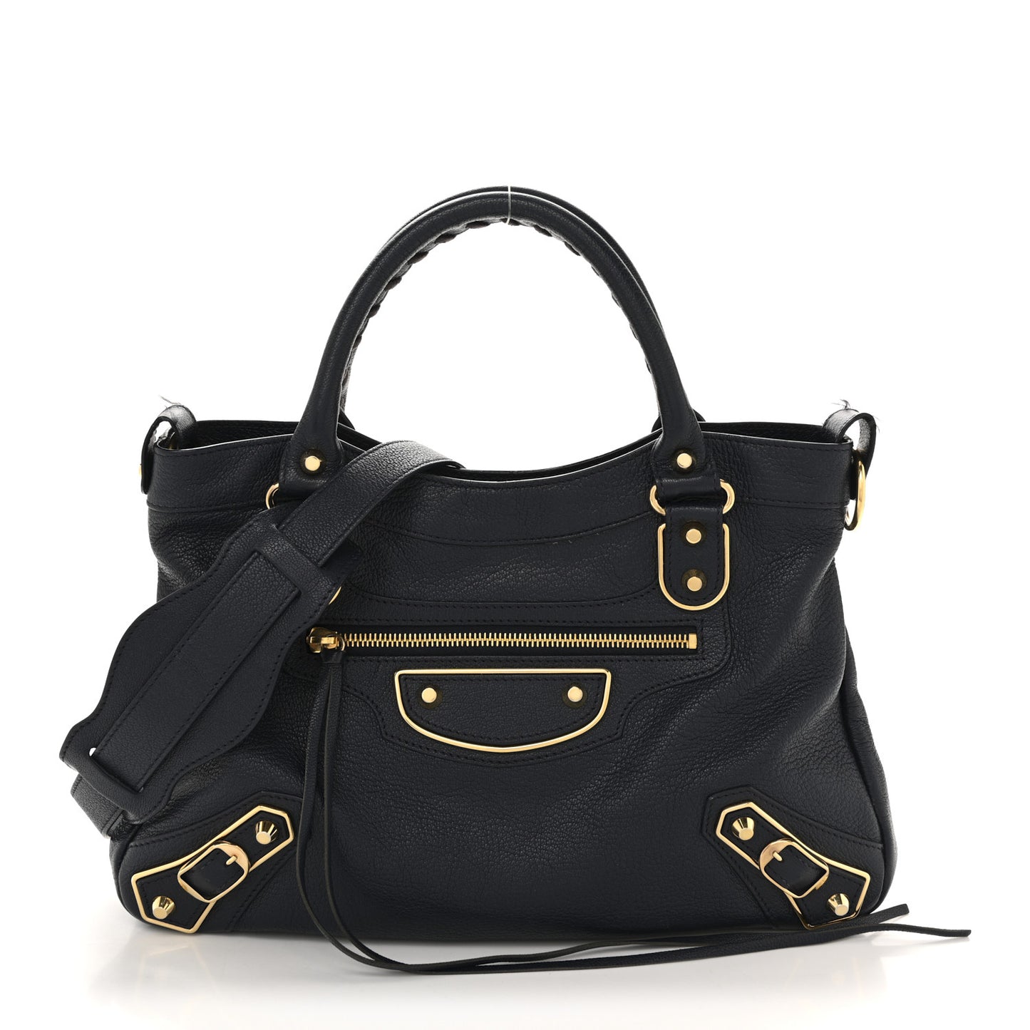 Chevre Gold Metallic Edge Hardware Town Bleu Nuit Dark Sea