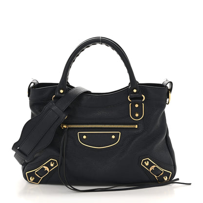 Balenciaga Chevre Gold Metallic Edge Hardware Town Bleu Nuit Dark Sea 1 of 15