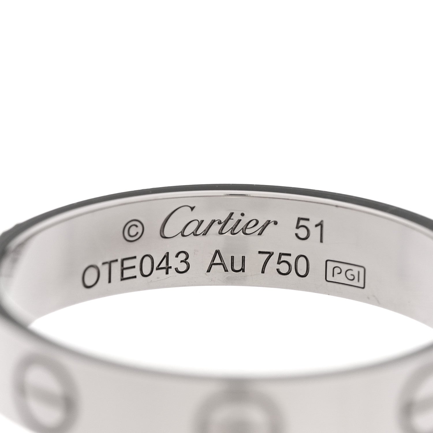 Cartier 18K White Gold 3.5mm LOVE Wedding Band Ring 51 5.75 4 of 4