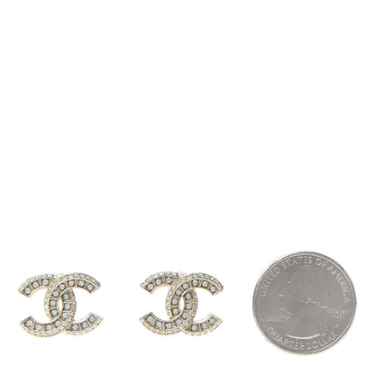 Chanel Crystal Timeless CC Earrings Light Gold 2 of 5