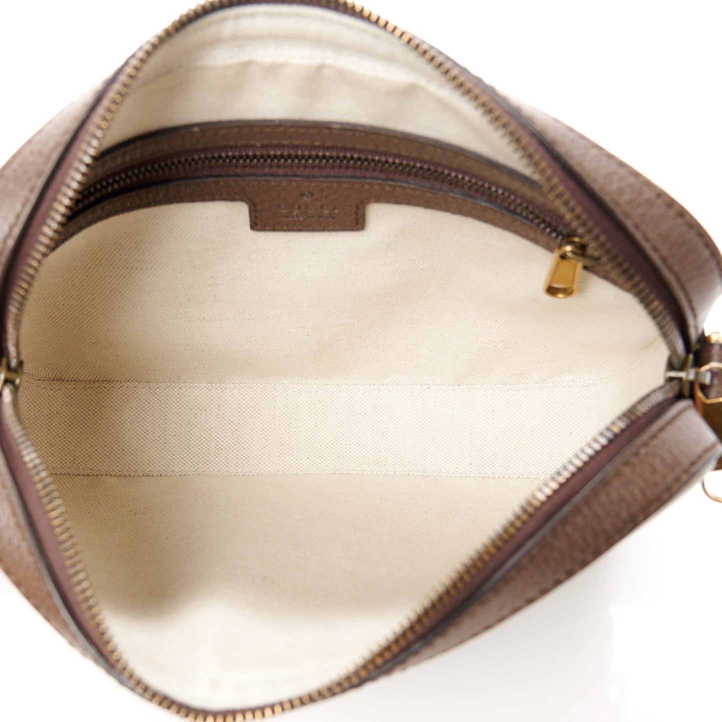 GG Supreme Monogram Textured Dollar Calfskin Web Ophidia Wristlet Shoulder Bag Beige Ebony New Acero