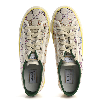 Gucci Canvas Lame Crystal GG Monogram Womens 1977 Tennis Sneakers 40 Gardenia Silver Mystic White 2 of 8