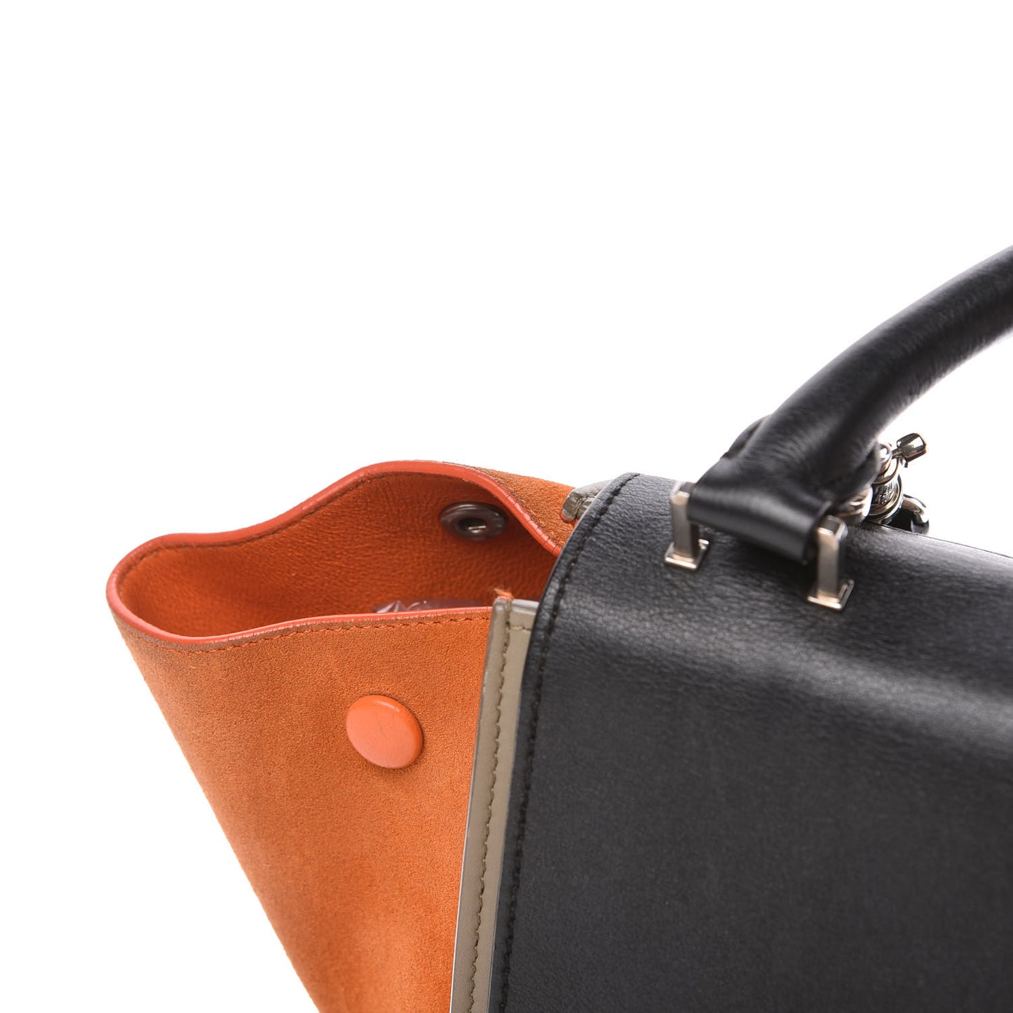 Smooth Calfskin Suede Small Tri-Color Trapeze Orange