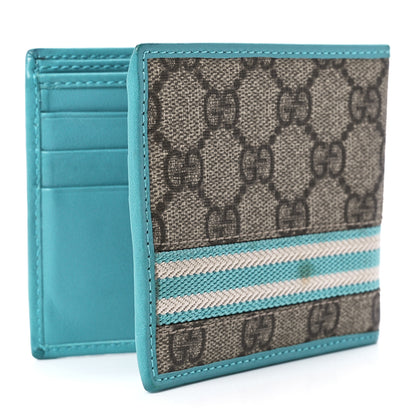 Gucci GG Plus Monogram Web Bi-Fold Wallet Blue Beige 3 of 13