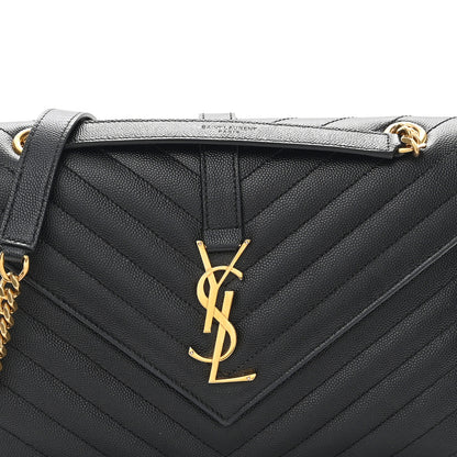 Saint Laurent Grain De Poudre Matelasse Chevron Medium Monogram Satchel Black 8 of 11