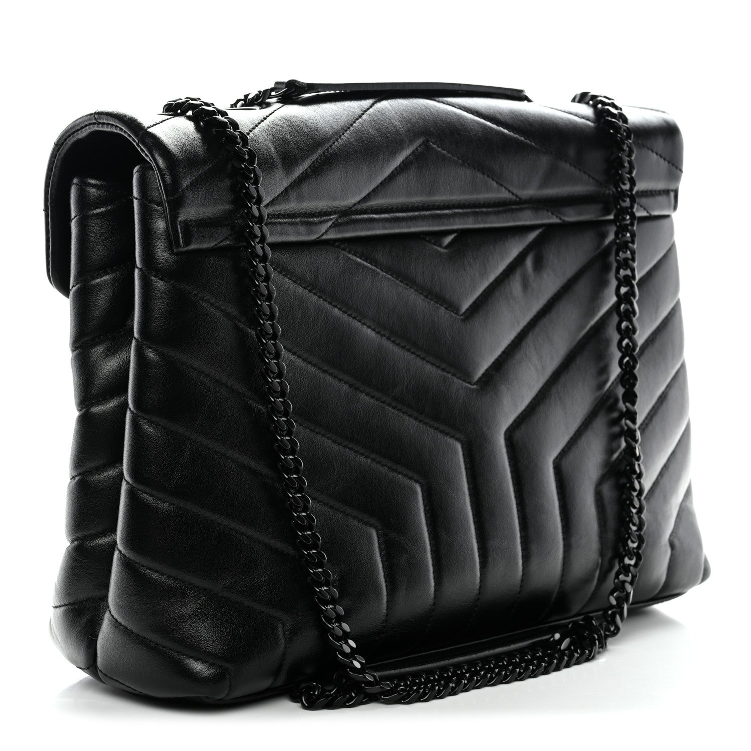 Saint Laurent Calfskin Y Quilted Monogram Monochrome Medium Loulou Chain Satchel Black 3 of 11